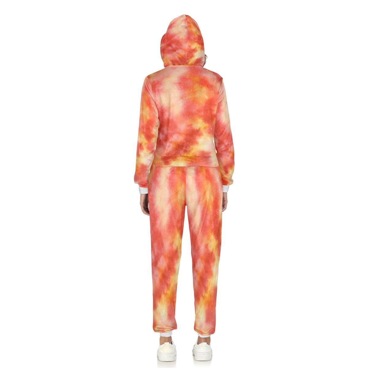 Conjunto deportivo de 2 piezas para mujer, teñido anudado, rojo, manga larga, conjunto deportivo abstracto