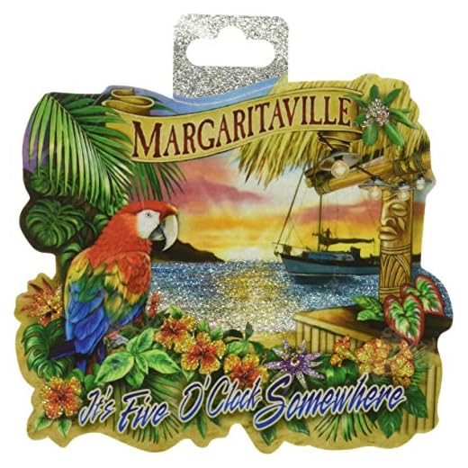 Rico Industries Margaritaville klockan 5 solnedgång glitter logga stansad dekal, blå, grön, solbränd