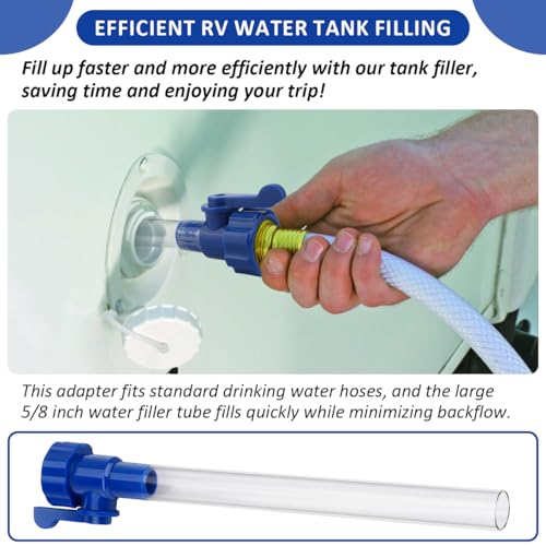 Image of WKZO 40003 RV Water Tank Filler with Shutoff Valve Fits Standard Drinking Water Hoses-Quickly and Efficiently Helps Fill Your Water Tank,Features 5 /8 inch Tube