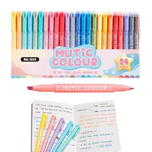 Rotuladores subrayadores, juego de marcadores artísticos de 24 colores surtidos, bolígrafos estéticos, artículos de papelería, suministros escolares para aula, oficina, estudiantes, profesores, diario