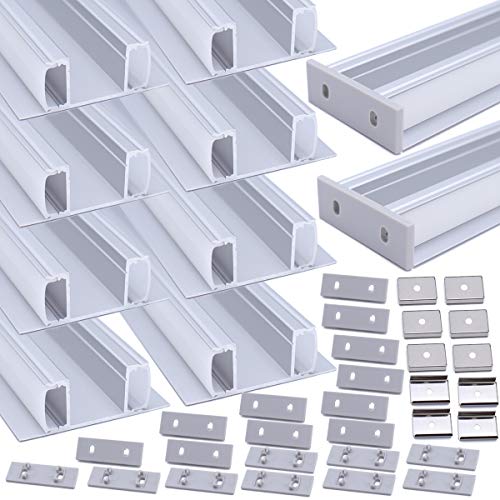 Muzata 10PACK 3.3FT/1M Up and Down Double Row LED Channel with White Cover Lens,Silver Aluminum Wall Profile Housing Track for Strip Tape Wine Cabinet Light U111 1M WW, LS2