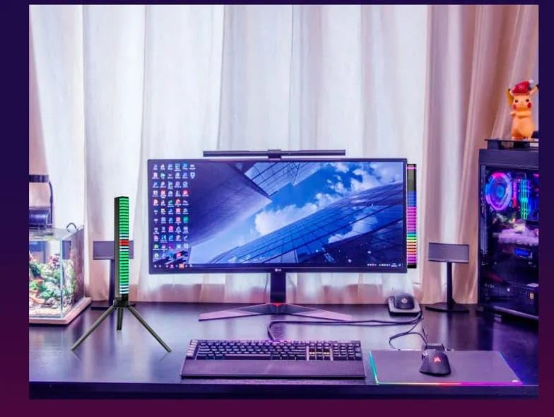 Image of 32-Bit RGB Rhythm Light Sound Control Voice Activated for Desktop Table Gaming Room Car TV DJ and Home Rechargeable | Night Light (Rhythm-Light)