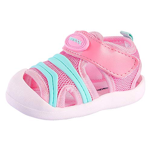 Baby Summer Sandals Breathable Mesh Rubber Sole Non-slip Outdoor Shoes for Boys and Girls 9-30 Months (5 M US Toddler, PINK-3)