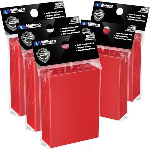 Image of 500 Counts Card Sleeves Toploaders for Trading Cards, Matte Card Sleeves Deck Card Protectors, Red Soft Sleeves Fit for MTG, Baseball Card,Sports Cards,Game Card(Red)