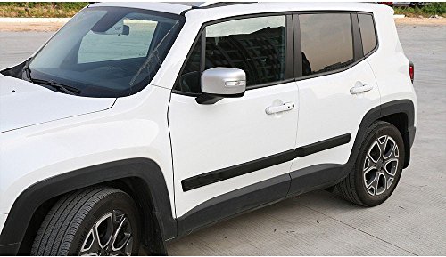 FMtoppeak ABS Body Side Moulding Door Cover Trim Kit Molding Protector Car Styling Mouldings for Jeep Renegade 2015-2018 Black
