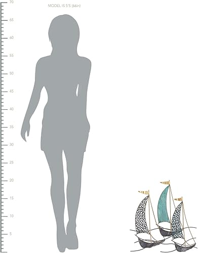 Miniatura 5 de Deco De Ville Diseño moderno contemporáneo estilo náutico barco tema metal pared escultura marina decoración, velero-D