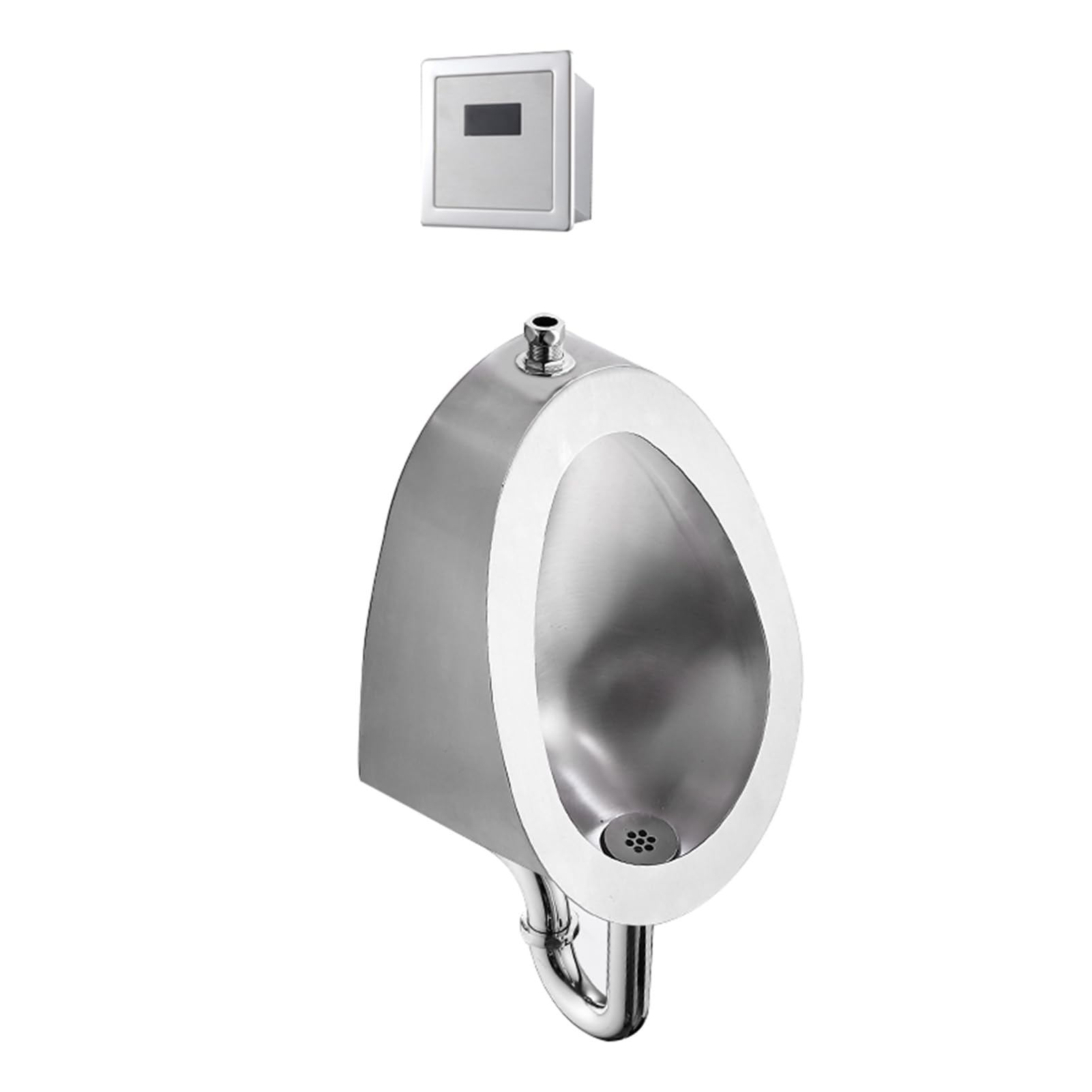 OTQEFTN Wall-Mounted Men's Flushing Urinal, 304 Stainless Steel Urinal Commercial Public Restroom Sensing Men's Adult Urinal,Splash-Proof Urine Diverter,for Bars/airports
