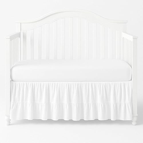 Falda de cama de cuna, con volantes de polvo, 100% algodón natural, falda de cama dividida, accesorio de ropa de cama para bebé, niños y niñas, ropa