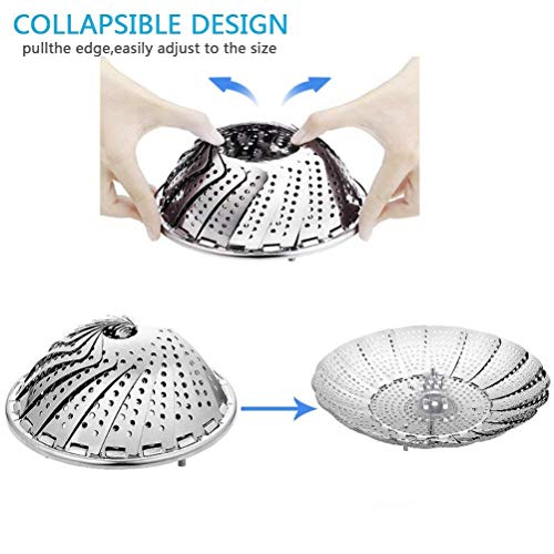 Aomig Dünsteinsatz für töpfe, Einstellbar Edelstahl Dampfgarer, (14 cm-23 cm) Dampfgarer Einsatz, Faltbar Dämpfeinsatz, gemüsedämpfer… – Ansicht 6