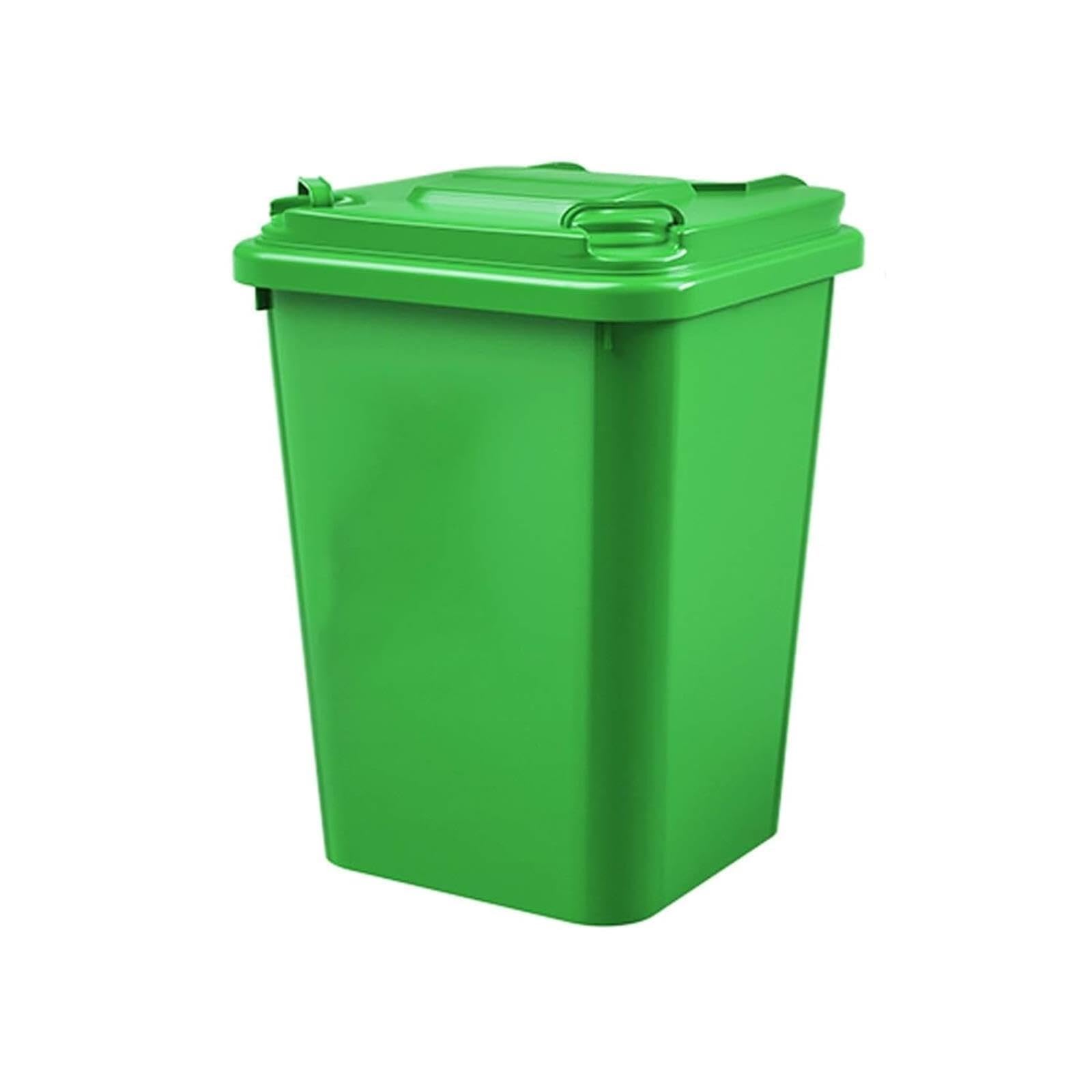 VITIWEDTY Outdoor Indoor Large Capacity Trash Can, Cylindrical Commercial Waste Sorting Bin with Wheels for Home, Restaurant (Green 50L)
