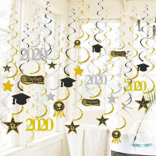 GOER 30 Pcs 2020 Graduation Party Supplies,Hanging Swirls for Graduation Party Decorations