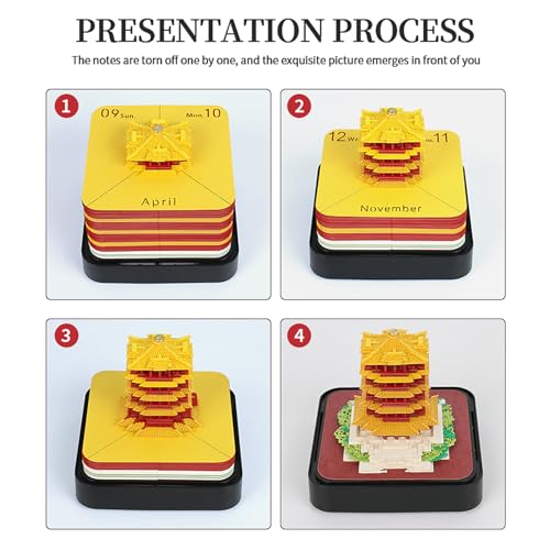 Calendrier 2024 avec LED et bloc-notes 3D sculpture chinoise