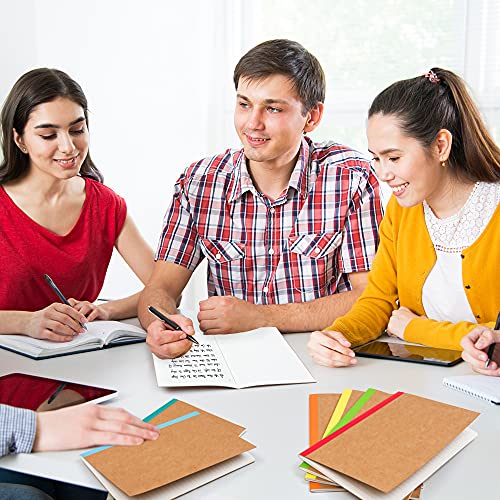 Feela 8 Pack Composition Notebooks Bulk, Kraft Cover Lined Blank College Ruled Composition Travel Journals With Rainbow Spines For Women Students Business, 60 Pages, 8.3”X 5.5”, A5, 8 Colors #TOP4