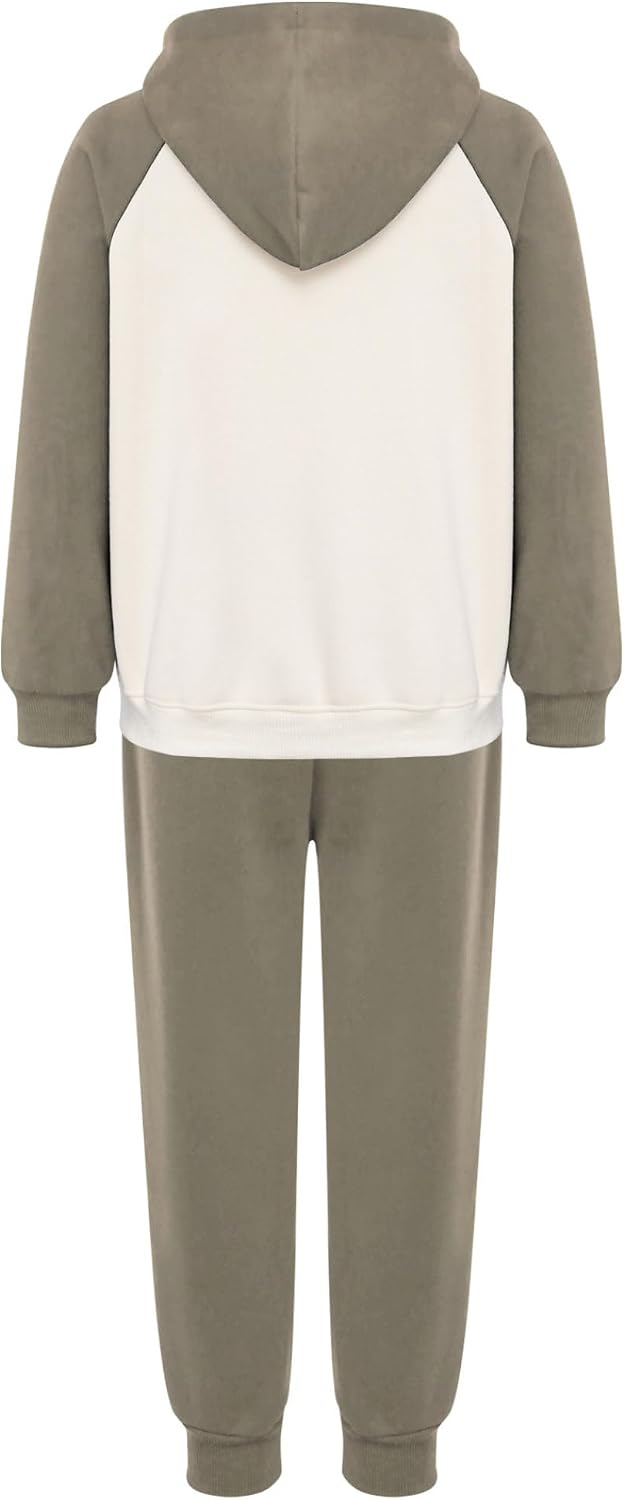 Kids Boys Sweatsuits 2 Piece Fleece Sweatshirts And Pants Set Winter Outdoor Activities Tracksuits
