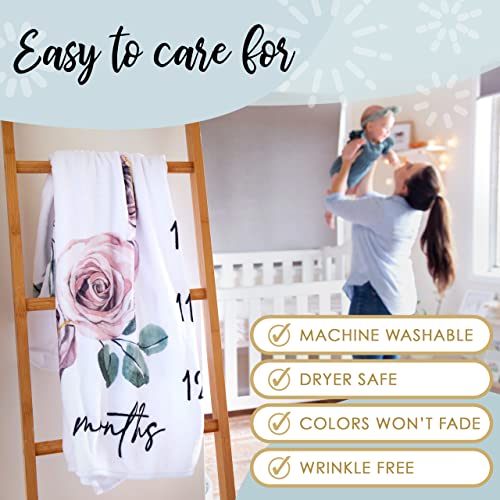 Calloo Baby Monthly Milestone Blanket For Baby Girls, Baby Monthly Milestone Blanket Girl, Baby Month Blanket For Baby Girl, Monthly Baby Milestone Blanket Girl, Baby Growth Chart Blanket 46"X46" #TOP4