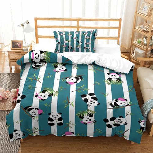 Parure de lit panda fermeture éclair housse couette 3D zébrée 135x200cm - 3