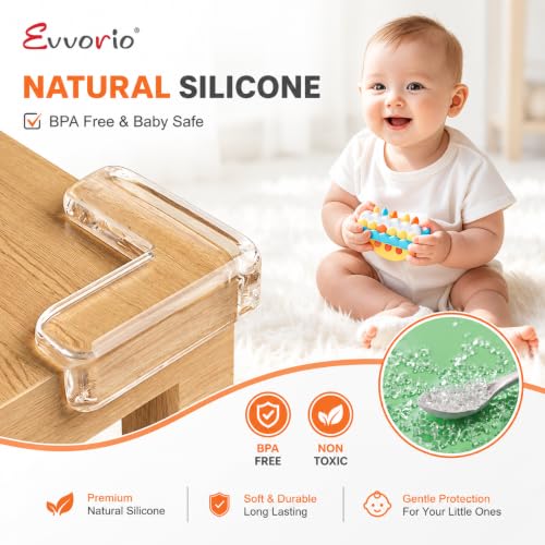 Image of Pack of 24 Silicone Corner Protectors | Baby Proofing Edge & Corner Guards | Sharp Edge Protector for Table, Bed, Furniture & Cabinets | Transparent BPA Free Child Safety Cushion Guards