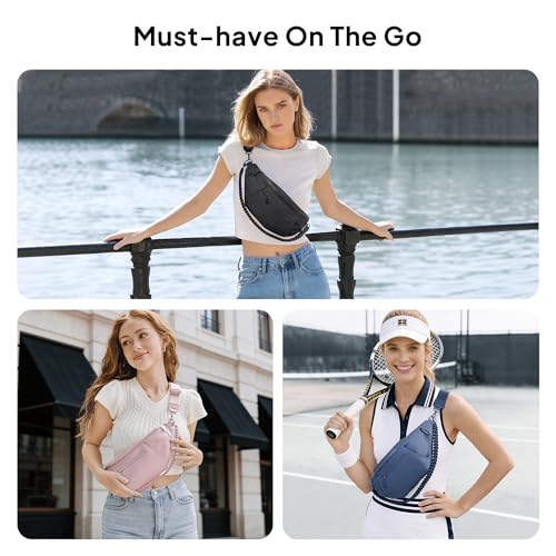 Image of TOPEAST Fanny Pack for Women, Anti-Theft Travel Belt Bag Crossbody Sling Bag Purse with RFID Blocking, Small Fashion Bum Bag with Multiple Pockets for Hiking Walking Sport, Black