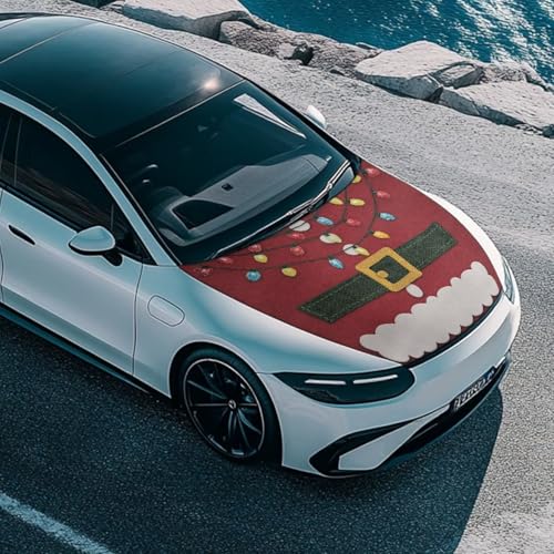 Image of Renewold Christmas Lights Colorful Novelty Car Hood Cover Protector Hood Covers for Cars Xmas Winter Hood Wrap Blanket Women Men Automotive Exterior Accessories Decor for Most Sedan Small SUV Truck