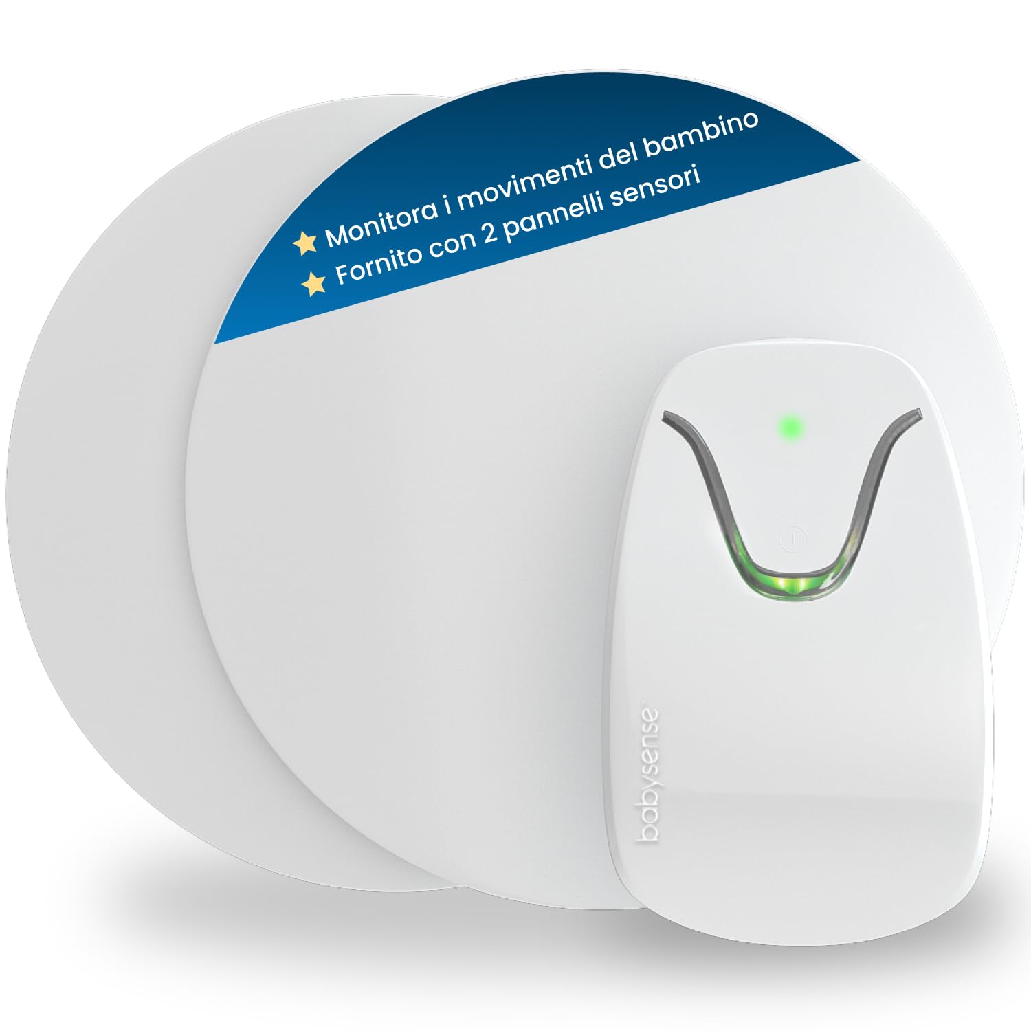 Babysense Baby Monitor Avvisi in Tempo Reale per Mancanza di Respiro, Notifiche di Irregolarità Respiratoria, Certificato Medico, Copertura Completa del Letto con 2 Sensori