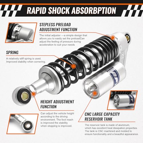 Image of GZYF 320mm 12.6 inch Universal Shock Absorbers Rear Suspension for HONDA for Suzuki for Kawasaki for Yamaha Go Kart ATV Dirt bikes,Silver Black