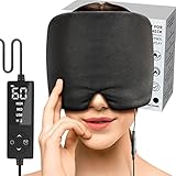 sticro Form Fitting Heated Headache Cap, 3 Temp Settings Steam Migraine Hat Heated Eye Mask for Dry Eyes, Sinus Pressure Relief, Tension Headache (Small)