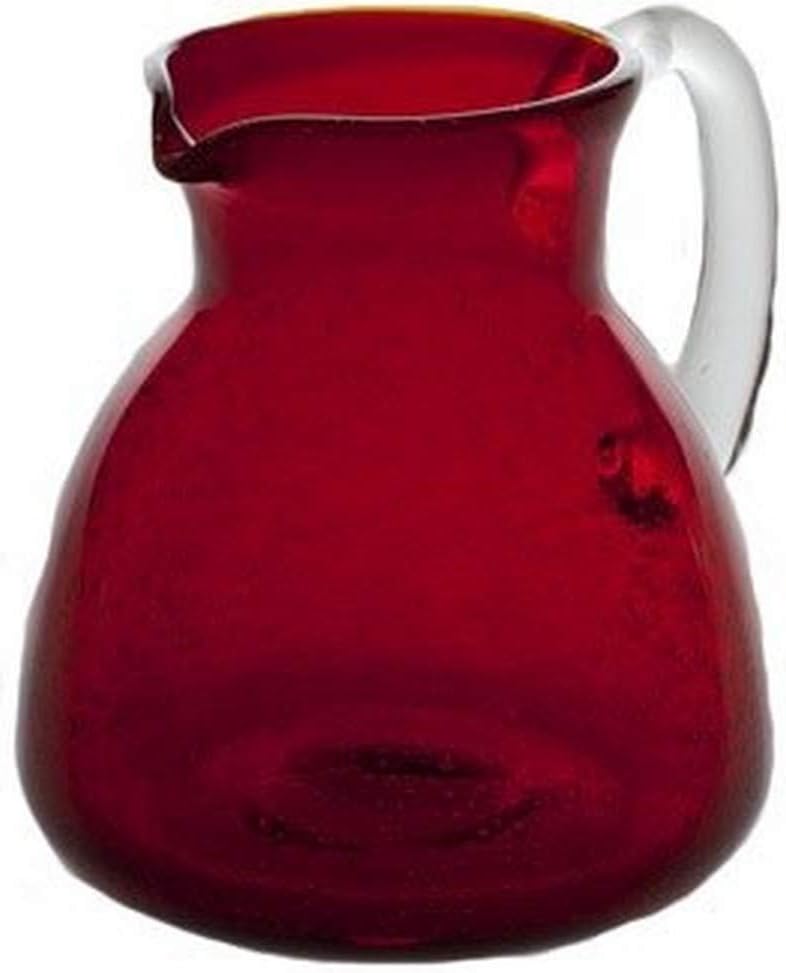 Abigails Red Ruby Glass Pitcher with Bubbles, 6"