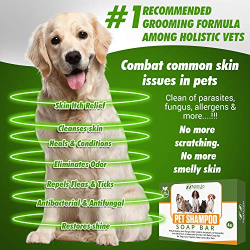 Natrulo All Natural Pet Shampoo Soap Bar For Dogs, Cats, Puppies – Herbal Healing Dry Skin Itch Relief, Odor Control Bar Soap For Pets – Gentle, Plant-Based, Easy-To-Use Pet Soap Bar Made In Usa #TOP1