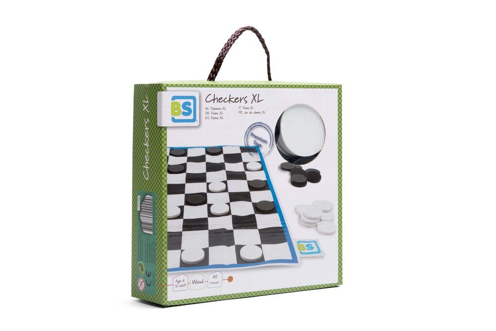BS Toys Dame XL - Damier Géant en Bois pour Un Plaisir Stratégique - Jeu De Société pour Enfants Et Adultes - Parfait pour Le Plaisir en Famille Et La Réflexion Stratégique - A Partir De 6 Ans