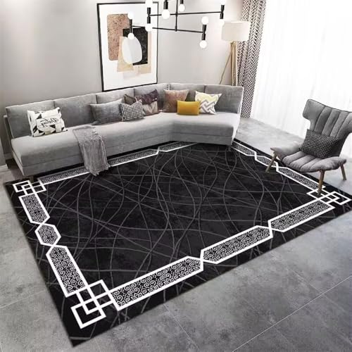 Tapis rayé moderne résistant pour entrée et salon familial