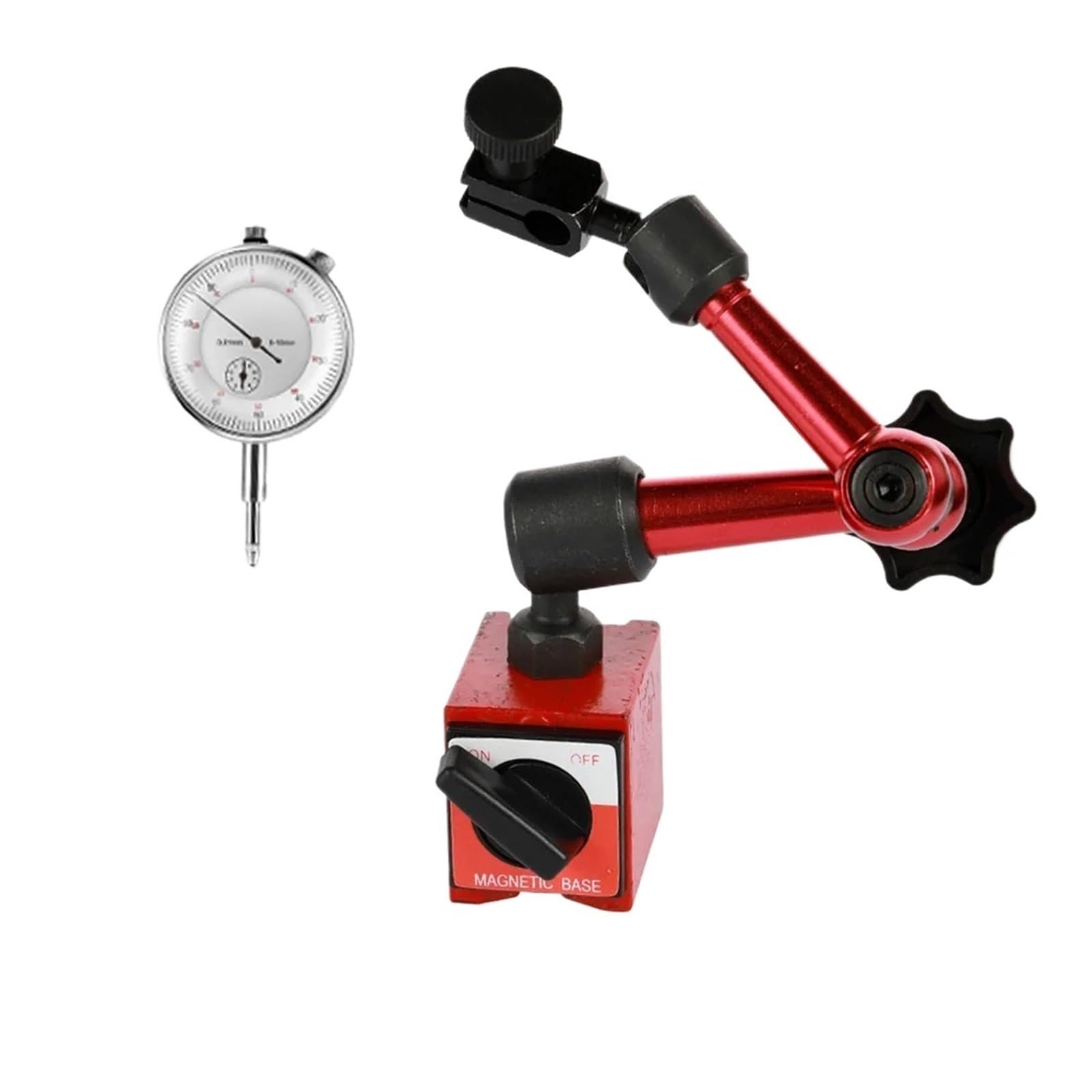 Indicador de Dial con Mango magnético, indicador de Calibre, Base de Soporte magnético, Herramientas de medición de micrómetro, indicador de Tipo Hora, Reloj comparador(0-10mm)