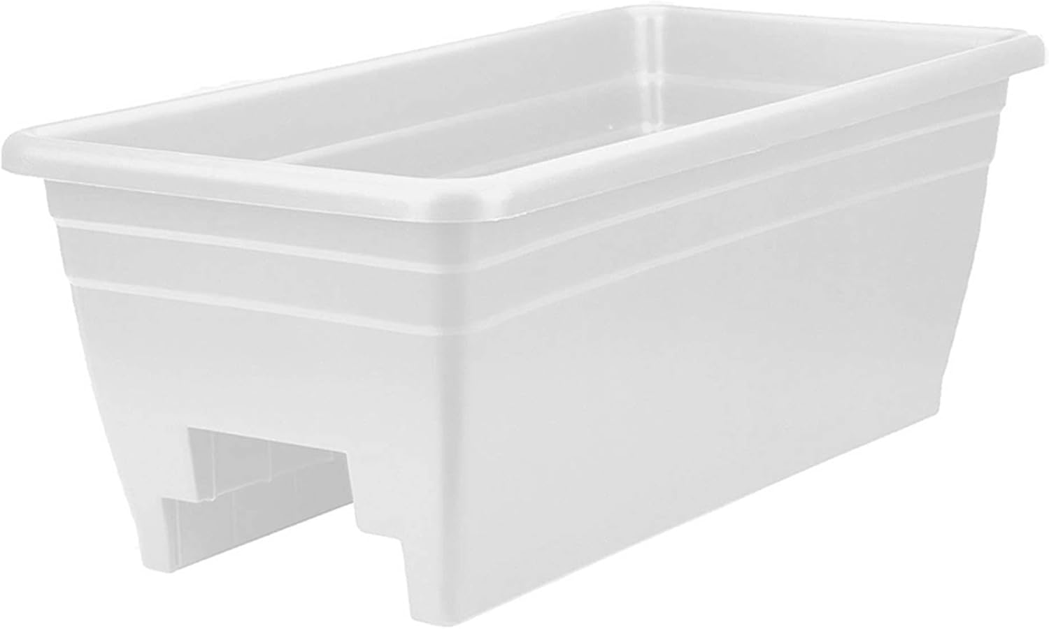 HC Companies 24 inches Deck Rail Box Planter with Easy Drainage Holes, Mounted Garden Flower Planter Boxes, White, Plastic, 4 Pack