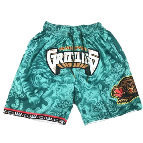 MCQOmcil Short de Basket-Ball NBA Grizzlies for Hommes, Pantalon de Sport Respirant à Haute élasticité (Color : A, Size : XL)