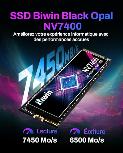 BIWIN Black Opal NV7400 2TB SSD Gen4x4, Read Speed up to 7450MB/s, NVMe M.2 2280 PCIe 4.0 Internal PC Solid State Drive for Laptop/Desktop/PS5 - Image 3