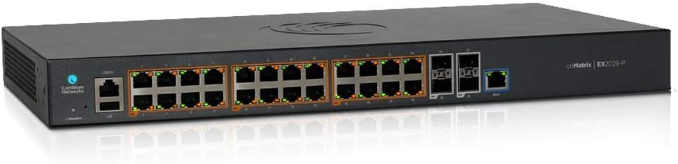 Cambium Networks cnMatrix EX2028-P, Intelligent Ethernet PoE Switch, 24 1G and 4 SFP+ Fiber Ports MX-EX2028PxA-U
