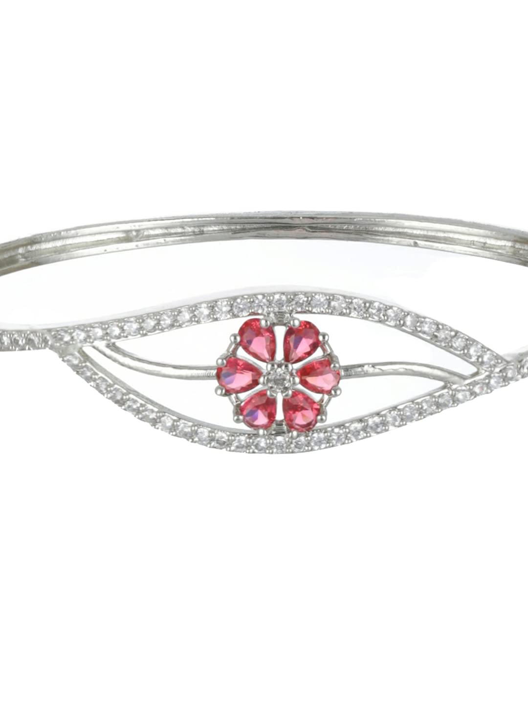 Pink Floral Leaf AD-Plated Bracelet