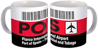 Trinidad and Tobago Piarco Airport Port of Spain POS : Gift Mug Travel Airline - White
