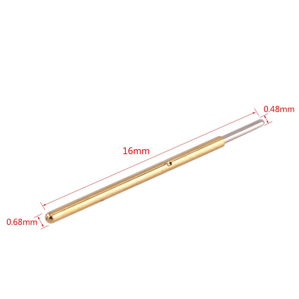 100 szt. P50-J1 sprężynowe sondy testowe śr. 0,68 mm długość 16 mm stożkowa końcówka pogo narzędzia testowe