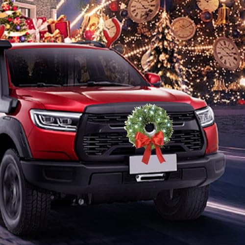 Small Christmas Wreath Set, 11.81" Car Holiday Wreath with Red Bow - image 5