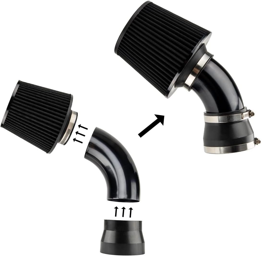 Cold Air Intake Kit Fit for BMW 2001-2005 325i, 330Ci, 325Ci, 325xi, 330i 225hp, 330xi, 1998-2000 323, 328i, 2000 323Ci, 328Ci Aluminum Tube w/Filter (Black)