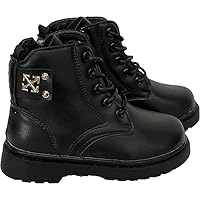 Forever Young Girls Black Pink Chelsea Lace Up Zip Ankle Boots Shoes UK 2.5 / EU 35