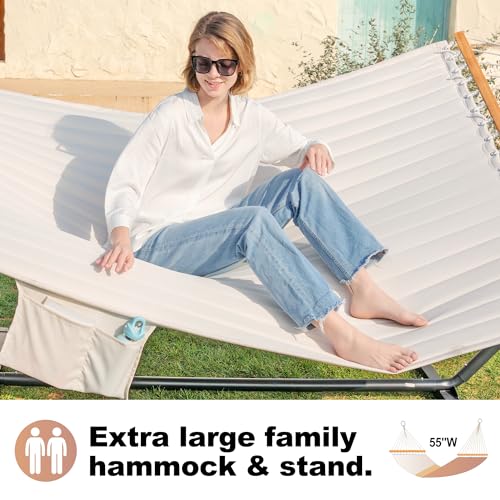 Image of GAFETE 2 Person Hammock with Stand for Outside, Heavy Duty Steel Stand
