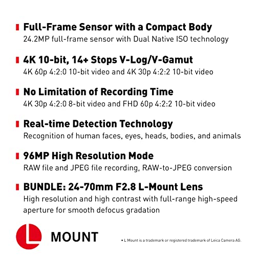 Image of Panasonic LUMIX S5 Full Frame Mirrorless Camera (DC-S5BODY) and LUMIX S Pro 24-70mm F2.8 L-Mount Interchangeable Lens (S-E2470)