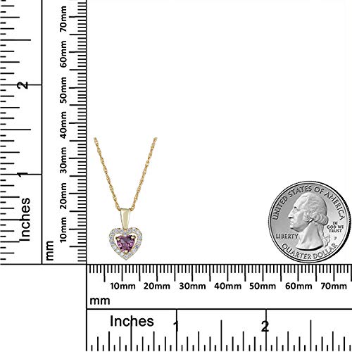 AVORA 14K Yellow Gold 12 Months 5mm Birthstone Simulated Diamond CZ Heart Halo Pendant Necklace with 18" Chain2