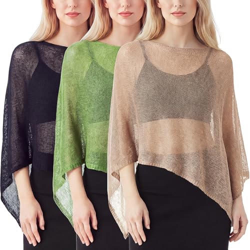 Image of Women Sheer Poncho Shrug Summer Sheer Blouse Top Lightweight Poncho Bolero for Evening Dress