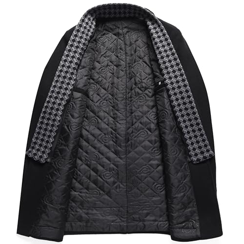 Image of PRIJOUHE Men's Wool Coat Hoodie Long Trench Coat Cotton Casual Woollen Overcoat Jacket