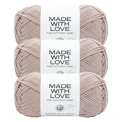 Image of Lion Brand Yarn Made with Love The Cottony One Yarn for Crocheting, Knitting, and Crafts, Marvellous Mushroom, 3 Pack