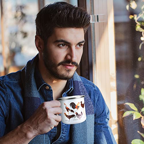 Vaipi Hen Enamel Mug Set Of 2 12 Oz Funny Enamelware Coffee Cup Small Camping Cup Handmade Chicken Sublimation Mugs For Family Gathering,Picnic, Fishing, Friend Party Tea Hot Chocolate Cups #TOP6