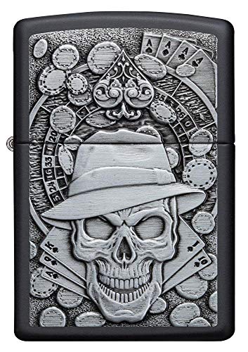 Zippo Encendedor de Bolsillo Calavera Negro Mate miniatura 2