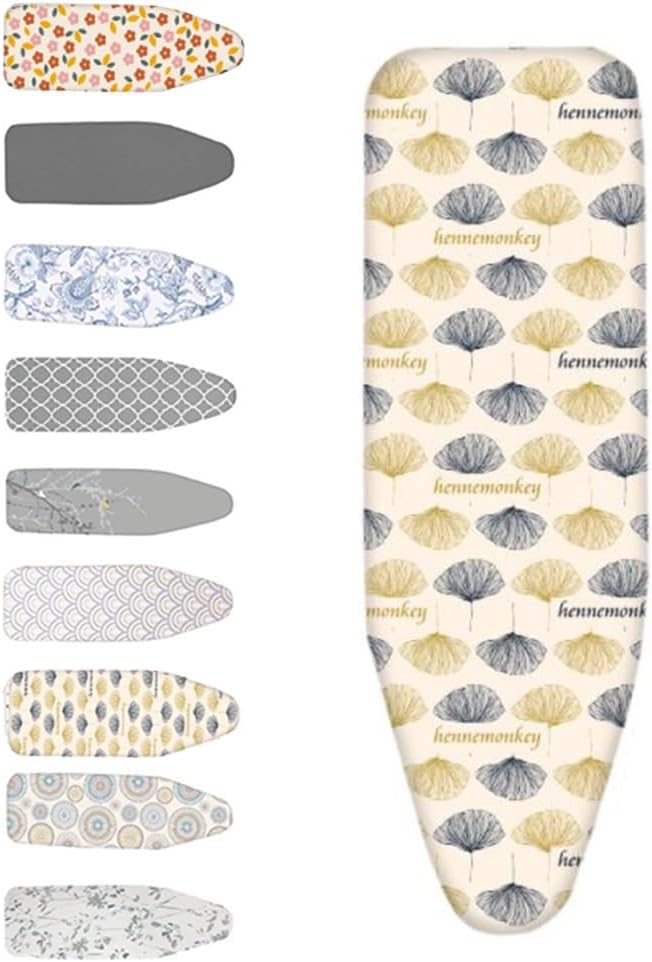 Cotton Iron Board Cover with Padding 13x38 14x43 15x48In Heat Resistant Ironing Board Cover and Pad, Ironing Board Pad Adjustable(Blue White,120x40 cm (15x48 inch))